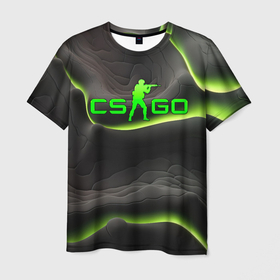 Мужская футболка 3D с принтом CSGO green black  logo в Курске, 100% полиэфир | прямой крой, круглый вырез горловины, длина до линии бедер | 
