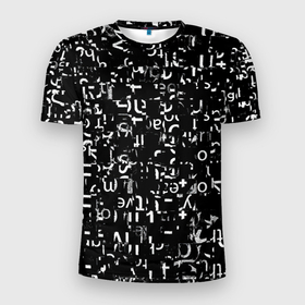 Мужская футболка 3D Slim с принтом Abstract secred code в Белгороде, 100% полиэстер с улучшенными характеристиками | приталенный силуэт, круглая горловина, широкие плечи, сужается к линии бедра | Тематика изображения на принте: 