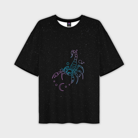 Мужская футболка oversize 3D с принтом Знак зодиака скорпион   космос ,  |  | Тематика изображения на принте: 