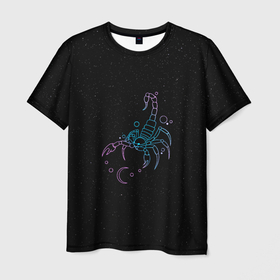 Мужская футболка 3D с принтом Знак зодиака скорпион   космос в Кировске, 100% полиэфир | прямой крой, круглый вырез горловины, длина до линии бедер | 