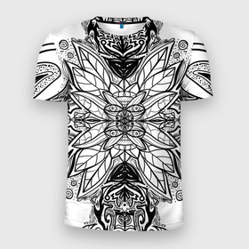 Мужская футболка 3D Slim с принтом Абстрактный узор сова в Екатеринбурге, 100% полиэстер с улучшенными характеристиками | приталенный силуэт, круглая горловина, широкие плечи, сужается к линии бедра | Тематика изображения на принте: 
