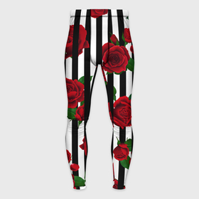 Мужские тайтсы 3D с принтом Полосы и красные розы ,  |  | Тематика изображения на принте: 