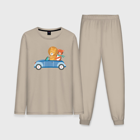 Мужская пижама с лонгсливом хлопок с принтом Лев и тигр в авто в Новосибирске,  |  | 