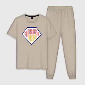Мужская пижама хлопок с принтом Супергерой внутри , 100% хлопок | брюки и футболка прямого кроя, без карманов, на брюках мягкая резинка на поясе и по низу штанин
 | 