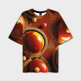 Мужская футболка oversize 3D с принтом Карамельные сферы в шоколаде с орехами в Курске,  |  | 