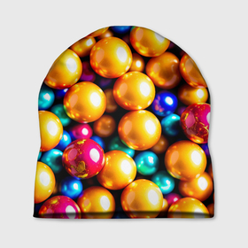 Шапка 3D с принтом Шоколадные шарики в перламутровой глазури , 100% полиэстер | универсальный размер, печать по всей поверхности изделия | Тематика изображения на принте: 