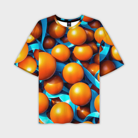 Мужская футболка oversize 3D с принтом Карамельные сферы в синей ленте в Курске,  |  | 