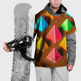 Накидка на куртку 3D с принтом Карамельные пирамиды на шоколадном поле , 100% полиэстер |  | 