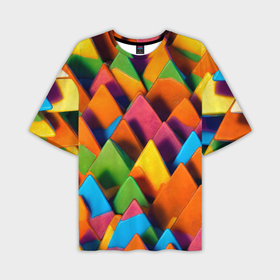 Мужская футболка oversize 3D с принтом Разноцветные шоколадные пирамиды ,  |  | 