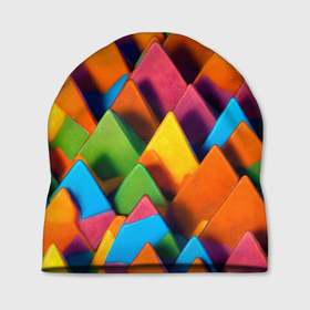 Шапка 3D с принтом Разноцветные шоколадные пирамиды , 100% полиэстер | универсальный размер, печать по всей поверхности изделия | 