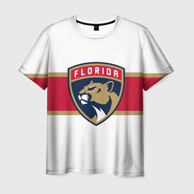 Мужская футболка 3D с принтом Florida panthers   uniform   hockey в Кировске, 100% полиэфир | прямой крой, круглый вырез горловины, длина до линии бедер | 