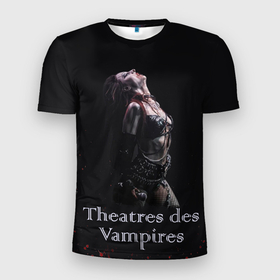 Мужская футболка 3D Slim с принтом Theatres des Vampires Sonya Scarlet в Тюмени, 100% полиэстер с улучшенными характеристиками | приталенный силуэт, круглая горловина, широкие плечи, сужается к линии бедра | 