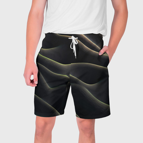 Мужские шорты 3D с принтом Объемная  темная текстура в Новосибирске,  полиэстер 100% | прямой крой, два кармана без застежек по бокам. Мягкая трикотажная резинка на поясе, внутри которой широкие завязки. Длина чуть выше колен | 