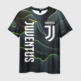 Мужская футболка 3D с принтом Juventus dark green logo , 100% полиэфир | прямой крой, круглый вырез горловины, длина до линии бедер | 