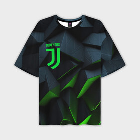 Мужская футболка oversize 3D с принтом Juventus black green logo в Курске,  |  | Тематика изображения на принте: 