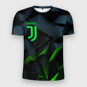 Мужская футболка 3D Slim с принтом Juventus black green logo в Тюмени, 100% полиэстер с улучшенными характеристиками | приталенный силуэт, круглая горловина, широкие плечи, сужается к линии бедра | 