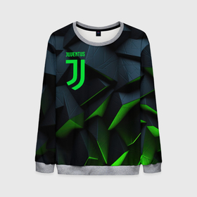 Мужской свитшот 3D с принтом Juventus black green logo в Курске, 100% полиэстер с мягким внутренним слоем | круглый вырез горловины, мягкая резинка на манжетах и поясе, свободная посадка по фигуре | 