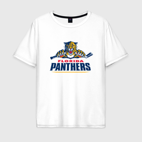 Мужская футболка хлопок Oversize с принтом Florida panthers   hockey team в Белгороде, 100% хлопок | свободный крой, круглый ворот, “спинка” длиннее передней части | 