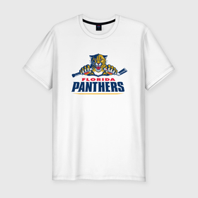 Мужская футболка хлопок Slim с принтом Florida panthers   hockey team в Курске, 92% хлопок, 8% лайкра | приталенный силуэт, круглый вырез ворота, длина до линии бедра, короткий рукав | Тематика изображения на принте: 