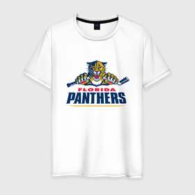 Мужская футболка хлопок с принтом Florida panthers   hockey team в Новосибирске, 100% хлопок | прямой крой, круглый вырез горловины, длина до линии бедер, слегка спущенное плечо. | 