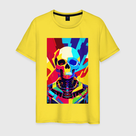 Мужская футболка хлопок с принтом Pop art skull в Тюмени, 100% хлопок | прямой крой, круглый вырез горловины, длина до линии бедер, слегка спущенное плечо. | 