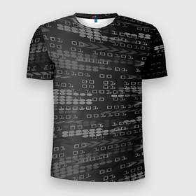 Мужская футболка 3D Slim с принтом программирование  Двоичный Код Binary Code в Петрозаводске, 100% полиэстер с улучшенными характеристиками | приталенный силуэт, круглая горловина, широкие плечи, сужается к линии бедра | 