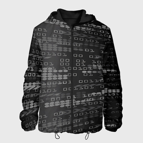 Мужская куртка 3D с принтом программирование  Двоичный Код Binary Code в Новосибирске, ткань верха — 100% полиэстер, подклад — флис | прямой крой, подол и капюшон оформлены резинкой с фиксаторами, два кармана без застежек по бокам, один большой потайной карман на груди. Карман на груди застегивается на липучку | 
