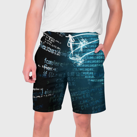 Мужские шорты 3D с принтом информатика обучение программированию в Петрозаводске,  полиэстер 100% | прямой крой, два кармана без застежек по бокам. Мягкая трикотажная резинка на поясе, внутри которой широкие завязки. Длина чуть выше колен | 