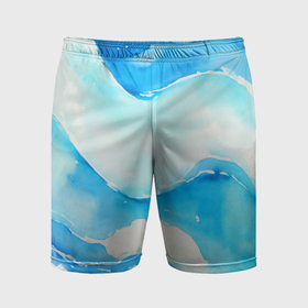 Мужские шорты спортивные с принтом Течение моря акварель в Тюмени,  |  | 