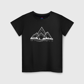 Детская футболка хлопок с принтом Лес и горы  минимализм в Белгороде, 100% хлопок | круглый вырез горловины, полуприлегающий силуэт, длина до линии бедер | 