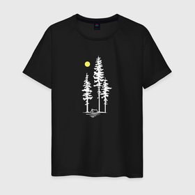 Светящаяся мужская футболка с принтом Кемпинг в лесу в Курске,  |  | 