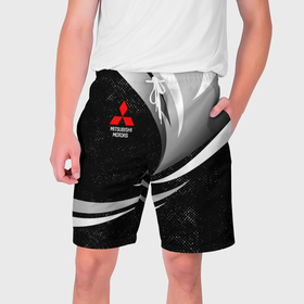 Мужские шорты 3D с принтом Митсубиси   строгие оттенки ,  полиэстер 100% | прямой крой, два кармана без застежек по бокам. Мягкая трикотажная резинка на поясе, внутри которой широкие завязки. Длина чуть выше колен | 