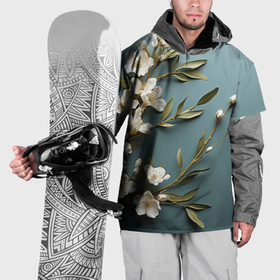 Накидка на куртку 3D с принтом Цветы жасмина в Санкт-Петербурге, 100% полиэстер |  | Тематика изображения на принте: 