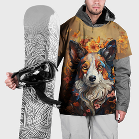 Накидка на куртку 3D с принтом Цветочный пёс в Тюмени, 100% полиэстер |  | 