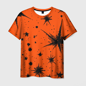 Мужская футболка 3D с принтом Огненный оранжевый абстракция в Новосибирске, 100% полиэфир | прямой крой, круглый вырез горловины, длина до линии бедер | 