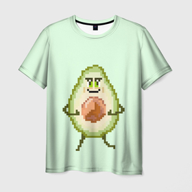 Мужская футболка 3D с принтом Забавный авокадо с ручками в Петрозаводске, 100% полиэфир | прямой крой, круглый вырез горловины, длина до линии бедер | 