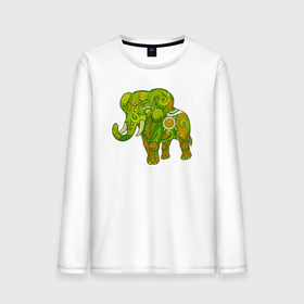 Мужской лонгслив хлопок с принтом Зелёный слон в Санкт-Петербурге, 100% хлопок |  | Тематика изображения на принте: 