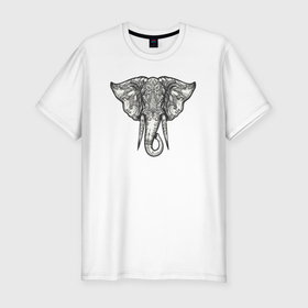 Мужская футболка хлопок Slim с принтом India elephant в Курске, 92% хлопок, 8% лайкра | приталенный силуэт, круглый вырез ворота, длина до линии бедра, короткий рукав | 