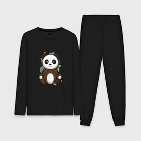Мужская пижама с лонгсливом хлопок с принтом Странная панда в Кировске,  |  | 