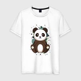 Мужская футболка хлопок с принтом Странная панда в Новосибирске, 100% хлопок | прямой крой, круглый вырез горловины, длина до линии бедер, слегка спущенное плечо. | 