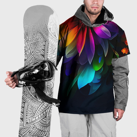 Накидка на куртку 3D с принтом Цветочная абстракция тёмный в Белгороде, 100% полиэстер |  | 
