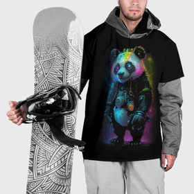 Накидка на куртку 3D с принтом Панда   в стиле киберпанк в Кировске, 100% полиэстер |  | Тематика изображения на принте: 