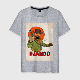 Мужская футболка хлопок с принтом Джанго фримен в Санкт-Петербурге, 100% хлопок | прямой крой, круглый вырез горловины, длина до линии бедер, слегка спущенное плечо. | Тематика изображения на принте: 