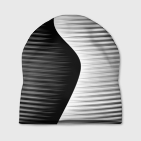 Шапка 3D с принтом Черная белая абстракция зигзаг в Петрозаводске, 100% полиэстер | универсальный размер, печать по всей поверхности изделия | 