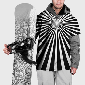 Накидка на куртку 3D с принтом Черно белая полосатая иллюзия в Санкт-Петербурге, 100% полиэстер |  | Тематика изображения на принте: 