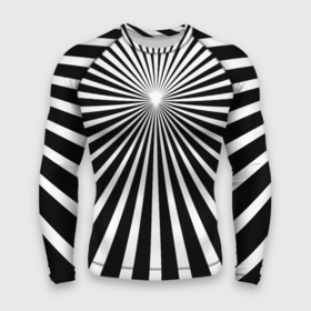 Мужской рашгард 3D с принтом Черно белая полосатая иллюзия в Курске,  |  | Тематика изображения на принте: 