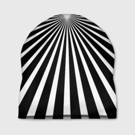 Шапка 3D с принтом Черно белая полосатая иллюзия в Екатеринбурге, 100% полиэстер | универсальный размер, печать по всей поверхности изделия | 