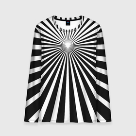 Мужской лонгслив 3D с принтом Черно белая полосатая иллюзия в Курске, 100% полиэстер | длинные рукава, круглый вырез горловины, полуприлегающий силуэт | Тематика изображения на принте: 