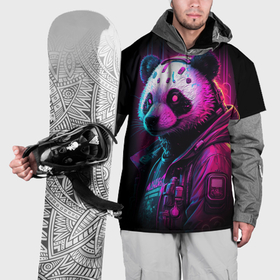 Накидка на куртку 3D с принтом Panda  cyberpunk в Кировске, 100% полиэстер |  | Тематика изображения на принте: 