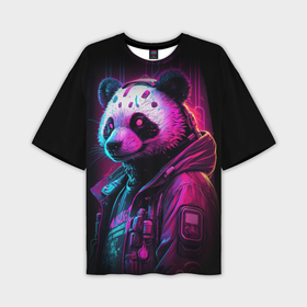 Мужская футболка oversize 3D с принтом Panda  cyberpunk в Курске,  |  | 